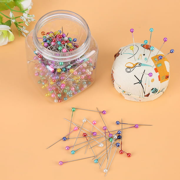 500Pcs Beads Needles Quilting Pins in Orange Fabric Covered Pin Cushion Bottle Sewing Craft Quilting Pins